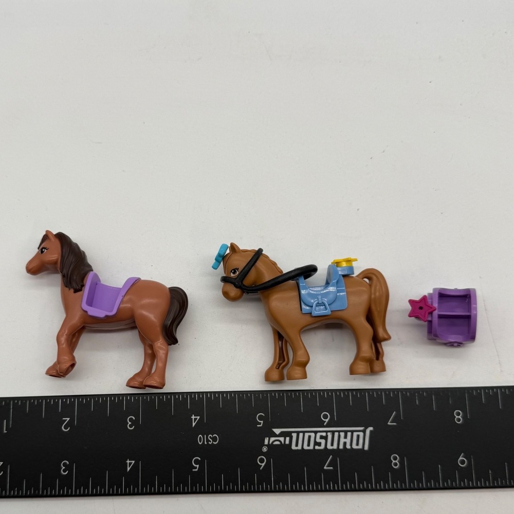 LEGO Friends Disney Princess Brown Horses Lot with Saddles Bridle Grooming Box